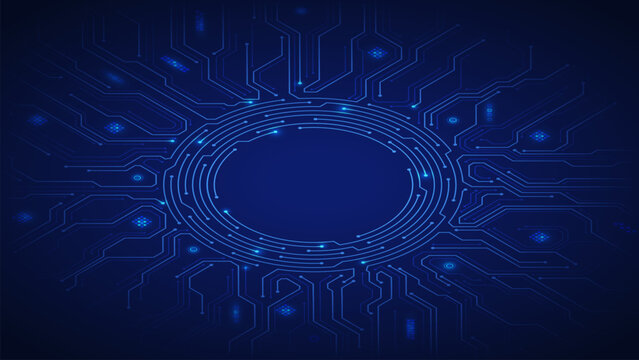 Futuristic isometric electronic circuit motherboard background. Innovation, engineering, science, and technology. Abstract electronic blueprint design. Digital vector illustration.