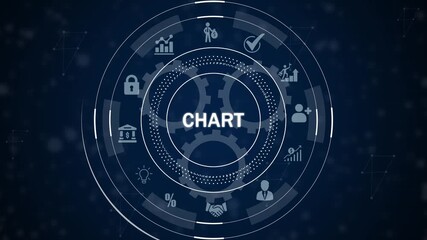 Futuristic digital chart interface with financial and data visualization for business analytics - Powered by Adobe