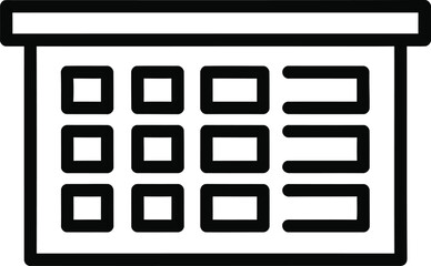 Simple black and white illustration of a notepad or notebook page with empty boxes and lines, viewed from directly above