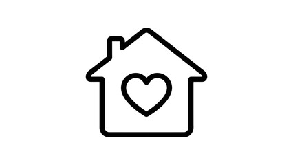 House with heart symbol isolated on a transparent background