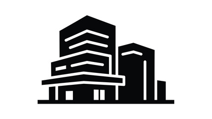 Fototapeta premium Black cityscape illustration with modern buildings and striking silhouette