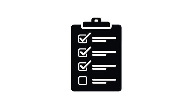 A clipboard with check marks and an empty box black silhouette