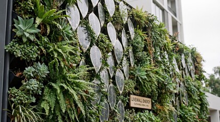 Sustainable Vertical Green Wall with Integrated Bioenergy Technology and Lush Plants