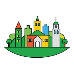 Fototapeta premium A futuristic green city with transparent, colorful buildings glows in harmony with nature, blending eco-friendly design, glass towers, and vibrant hues into a clean, sustainable urban vision. 