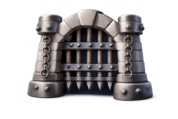 Cartoon medieval portcullis design for fantasy game or storybook illustration