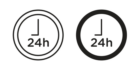 24 hours icons with different styles. Vector logo illustration simple design.