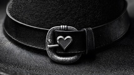 Artistic Black and White Pilgrim Hat Rendering with Prominent Heart Motif for Thanksgiving Celebrations