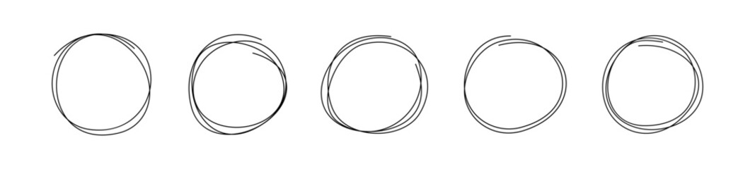 Set of Messy Line Art Round Shapes