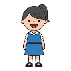 Fototapeta premium Happy School Girl Cartoon Vector Illustration