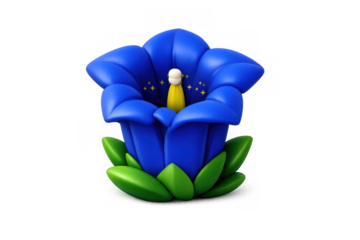 Alpine blue flower icon with simple composition for design elements and botanical illustrations