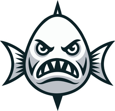 Minimalist Angry Fangtooth Fish Mascot in the Deep Sea