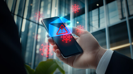 Mobile Phone Alert on Virus Threat in Modern Office Environment