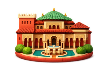 Alhambra palace iconic architectural illustration for design projects