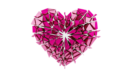 Shattered Pink Heart Sculpture