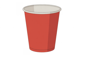 Red Disposable Cup with White Rim red cup paper cup isolated on a transparent background