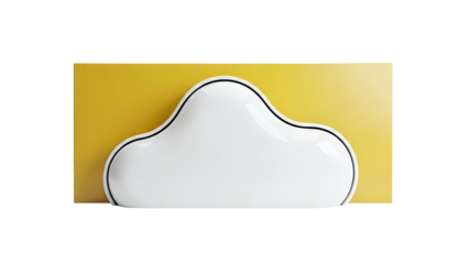 White Cloud-Shaped Object on Yellow Background