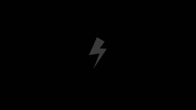 White lightning bolt icon on black background representing power, energy, electricity, speed, and strength. Minimal flat design suitable for technology, energy, warning, UI, and infographic use.