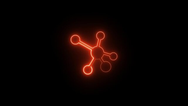Neon Molecule icon. Glowing neon line Molecule icon isolated on black background.