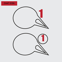 Chat Message Notification Icon with Speech Bubble and Alert Badge Line Style Vector