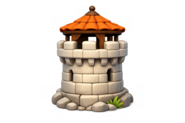 Medieval stone watchtower illustration for historical and fantasy design projects