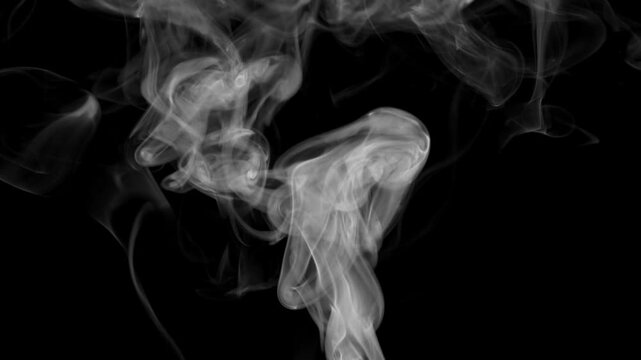 Real white smoke moving slowly on a deep black background. Natural vapor flow with smooth, organic motion, captured in real conditions using practical smoke techniques.