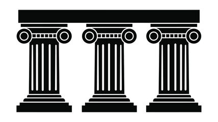 Obraz premium Ancient greek columns depicted in a striking black and white silhouette