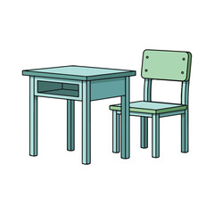 Fototapeta premium School Desk and Chair Cartoon Vector Illustration