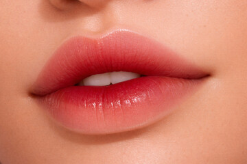 Korean gradient lips makeup close-up