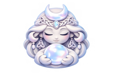 Celtic moonstone goddess icon for mystical art displays and new year design inspiration
