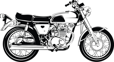 Classic Motorcycle Side View Illustration