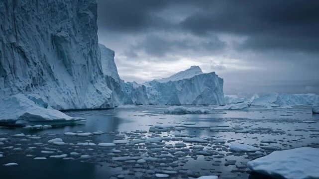 Massive icebergs floating in Antarctica Spert Island