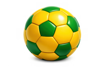 Brazilian soccer ball icon with green and yellow design for sports graphics and decorations