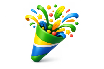 Colorful carnival celebration with vibrant confetti popper design for festive decor