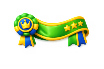 Carnival champion sash with crown and stars - colorful icon design for festive celebration