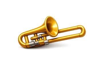 Obraz premium Golden trombone icon illustration for music design and decoration