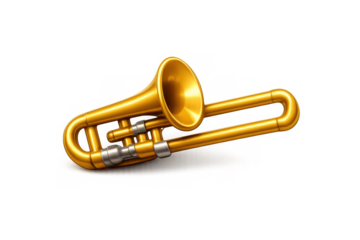 Golden trombone icon illustration for music design and decoration