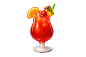 Tropical hurricane cocktail illustration with garnish for beverage design and party decor