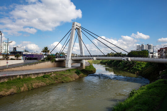 Bridge over a river in the city of Brusque, Santa Catarina, Brazil.