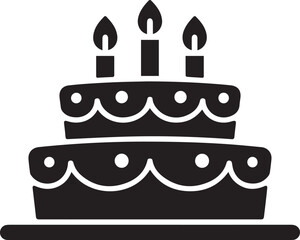 Birthday cake icon silhouette