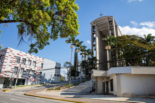 Brusque Cathedral, a famous Catholic church in the city of Santa Catarina, Brazil.