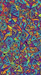Kaleidoscopic Geometry - A Vibrant Abstract Design with Intricate Patterns.