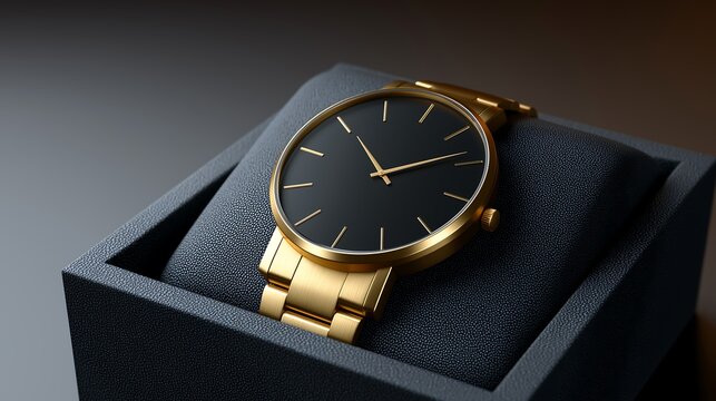 Luxury Minimal Watch Packaging Scene with Matte Textures and Soft Spotlight
