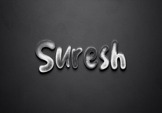 Chrome metal 3D Hindi name design of Suresh on grey background.