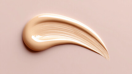 Liquid foundation swatch on nude background. Smooth, matte texture ideal for beauty branding and cosmetic product promotion.