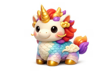 Mystical qilin icon with vibrant colors for fantasy decoration and design