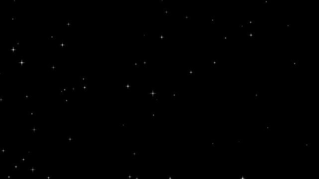 magical gold sparkles and shimmering stars with alpha channel. glitter particles animation, twinkling starry night background for celebration and holidays.