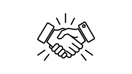Obraz premium Black and white illustration of a handshake symbolizing agreement and partnership, ideal for business and cooperation concepts
