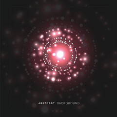 Vector background of ring light on black backdrop. Abstract luminous swirling illustration