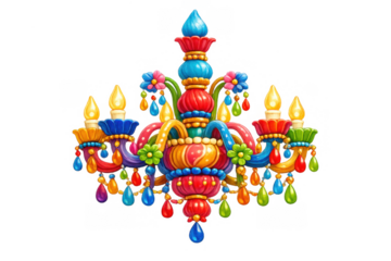 Vibrant murano glass chandelier art illustration for elegant interior design