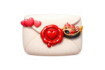 Romantic love letter with venetian symbols and sealed envelope design for valentine's day